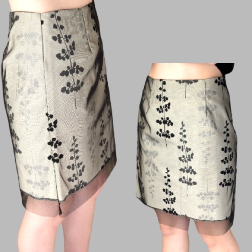 Beautiful Botanical Print Beluva San Francisco mesh-over-floral design skirt